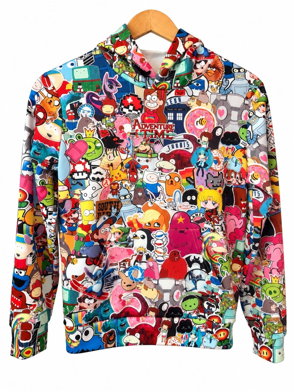 Y2K Kawaii Cartoon Mashup Cowl Neck Top Kidcore Anime Pop Art Statement XL youth